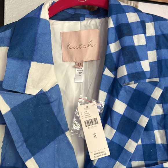 NWT Hutch Anthropologie mixed blue/white Gingham Blazer Size Medium - Picture 2 of 5